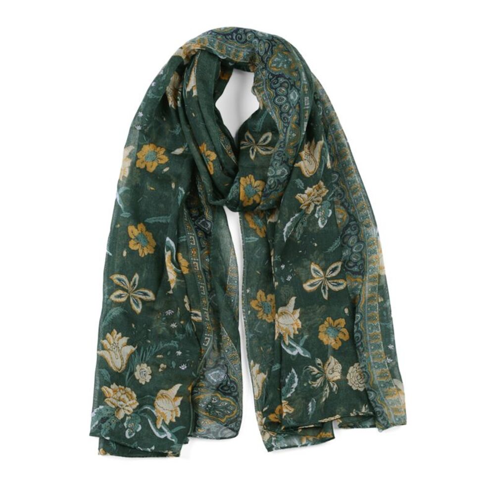Large Polyester Scarves Beach Shawl Vintage Style Wraps Dark Green 71"x35.5"